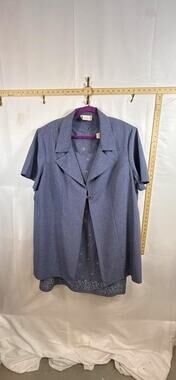 VINTAGE DBY II LTD Womens Plus Size 24W Dress Blazer Jacket Set 2pc Blue Floral